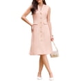 thumbnail image 2 of INSPIRE CHIC Women's Sleeveless Blazer Dress Collared Button Down Business Work A Line Dresses S Pink, 2 of 5