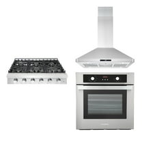 3 Piece Kitchen Package With 36" Slide-In Gas Cooktop 36" Island Range Hood 24" Single Electric Wall Oven