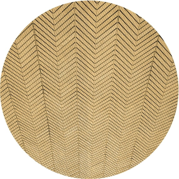 Ahgly Company Indoor Round Patterned Light Brown Area Rugs, 7' Round