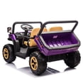thumbnail image 7 of 24v Ride on Toys Two-seater UTV, with Automatic Tipping Bucket, Rear wheel Suspension, Slow start, LED light,USB, Bluetooth Music, Electric Car for Kids Ages 3-8, Purple, 7 of 7