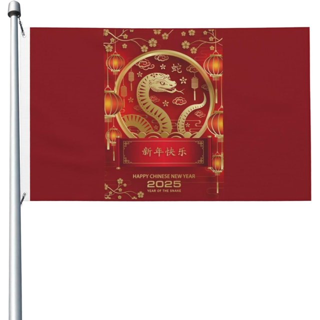 Bandera del Año de la Serpiente 2025, Feliz Año Nuevo Chino 2025, 90 x 150 cm, doble cara, para jardín, decoración para el hogar, césped, patio, exterior e interior.