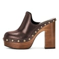 thumbnail image 2 of YDN Women's Wooden Platform Heeled Mules Closed Round Toe High Block Heel Slip On Clogs Shoes with Studs Evening Party Daily Outfit Footwear Size 15 Saddle Brown, 2 of 6