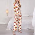 thumbnail image 3 of Vsdgher Popcorn Pajamas Set Long Sleeve Sleepwear Womens Button Down Nightwear Pj Sets-Large, 3 of 7