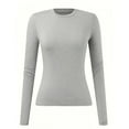 thumbnail image 4 of Domuza Under Scrubs for Women Top Crew Neck Long Sleeve Solid Color T Shirts Fall Winter Thermal Comfort Soft Slim Fit Base Layer Pullover Light Gray M, 4 of 5