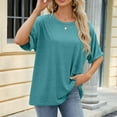 thumbnail image 4 of JGTDBPO Summer Top For Women Fashion Solid Color Casual Loose Round Neck Short Sleeves Pullover T-Shirt Basic Tee Tops Blouses, 4 of 7