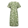 thumbnail image 5 of Feancey Women's Boho Long Dress Button V Neck Short Sleeve T-Shirt Dresses Summer Floral Printed A-Line Dress Beach Casual Vacation Maxi Dresses with Pockets Green XXL, 5 of 6