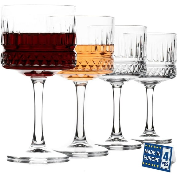 The Buybox Extra Large Glass Goblet, Vintage Coupe Glasses, Big Square Wine Glasses. Cocktail, Champagne, Margarita Glasses, Long Stem Glassware (16.9oz/500ml) (Set of 2 Glasses)