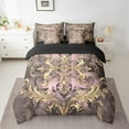 thumbnail image 2 of Erosebridal Brown Damask Bedding Queen Size,Boho Bohemain Flower Comforter Sets with Sheets,Vintage Florals Bedding Sets Queen Size For Men Women,Breathable Room Decor Reversible,7pcs, 2 of 6