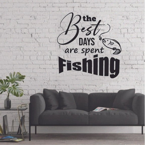 Best Days Are Spent Fishing Quote Fishing Fish Fishes Fisher Fisherman Motivation Quotes Wall Decal Sticker Vinyl Art Mural for Girls / Boys Home Room Walls Bedroom House Decor Decoration (40x40 inch)
