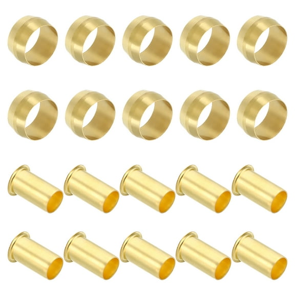Uxcell 20 Pcs Brass Compression Sleeves Ferrules for 1/2 Inch OD Hose Tube