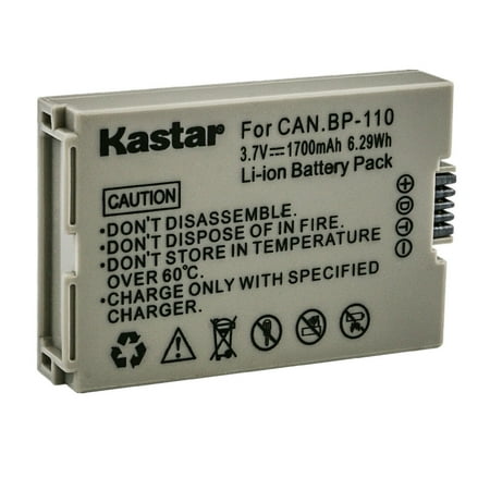 Kastar 1-Pack BP-110 Battery 3.7V 1700mAh Replacement for Canon VIXIA HF R27 HFR27 VIXIA HF R26 HFR26 VIXIA HF R206 HFR206 VIXIA HF R205 HFR205 Cameras