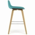 thumbnail image 5 of Simpli Home Randolph Mid Century Modern 28 inch Bentwood Counter/ Bar Height Stool (Set of 2) with Light Wood in Aqua Blue Polyester linen fabric, 5 of 11