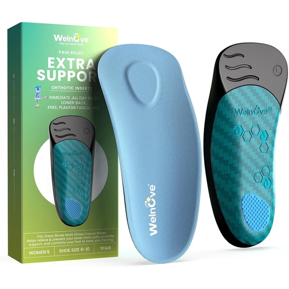 Welnove Plantar Fasciitis Insoles for Men Women – Arch Support Orthotic Inserts for Flat Feet, High Arch & Foot Pain Relief – Shoe Inserts Fits Women 6-10 / Men 5-9