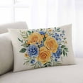thumbnail image 2 of Yellow Blue Floral Throw Pillow Cover 20 x 36 Inch Decorative Pillow Cover Eucalyptus Leaves Botanical Lumbar Pillowcase Seasonal Rectangle Cushion Case for Couch Sofa Bed Living Room, 2 of 7