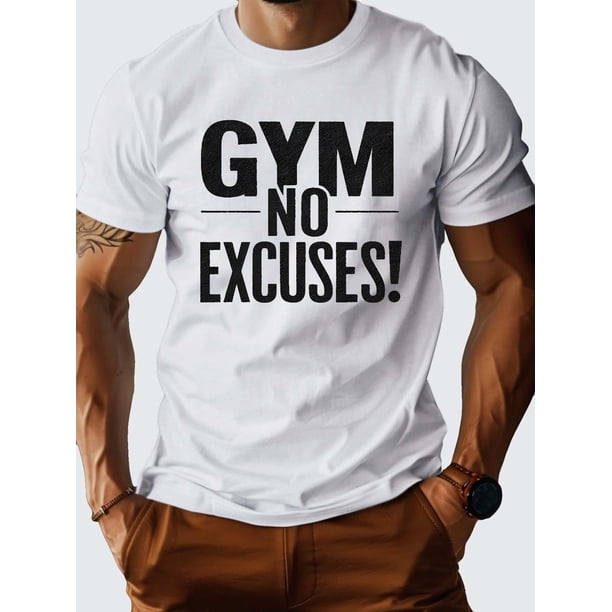 GYM NO EXCUSES G500 pure cotton men's Tshirt comfort fit Tee For Adult, Men, Women, Teen, Teenager, Adolescent, Youth
