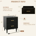 thumbnail image 4 of Black Nightstand With Charging Station, Mid Century Modern Night Stands For Bedroom Bedside Table, Fluted Nightstand With Charger Station, 19" Modern Side Table With Outlets And Usb C Port, 2 Drawers, 4 of 8