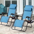 thumbnail image 2 of Sonerlic 2 Pcs Outdoor Patio Adjustable Zero Gravity Chair with a Side Tray for Patio,Deck,Poolside and Garden,Turquoise, 2 of 7