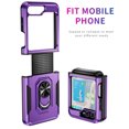 thumbnail image 2 of Dteck for Samsung Galaxy Z Flip 6 Case with Back Screen Protector + Hinge Protection + Finger Ring Metal Kickstand, Heavy Duty Shockproof Rugged Protective Cover for Samsung Galaxy Z Flip 6,Purple, 2 of 8