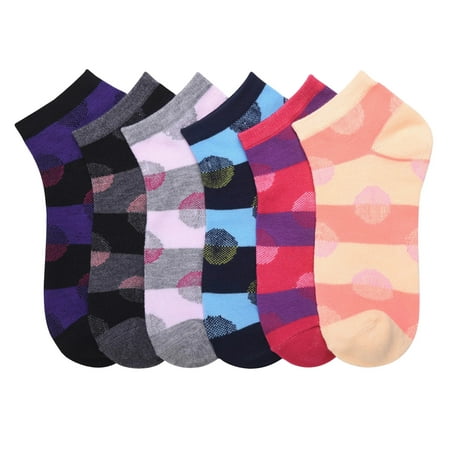 

6-PACK Women s Comfort Low Cut Socks Spandex Socks Dots 9-11