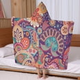 thumbnail image 5 of Multicolor Paisley and Floral Pattern Hooded Bath Towel，60"x35" for Ages 3 To 12 Kids, Quick Dry Lightweight Soft Microfiber Hood Beach Towel Cover Up for Kids, 5 of 7