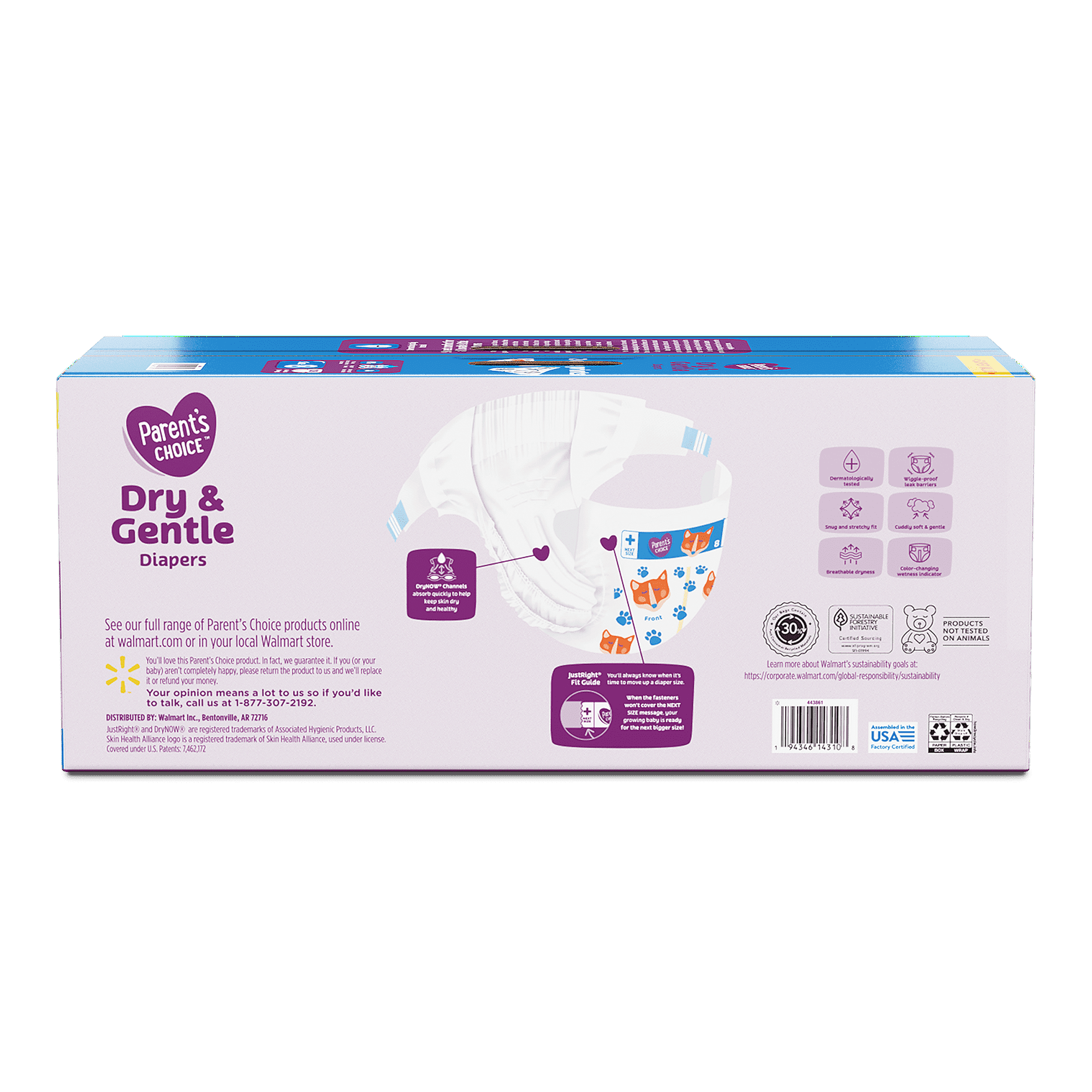Dry & Gentle Diapers Size 8, 108 Count