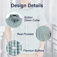thumbnail image 4 of Mens Button Down Short Sleeve Shirts Green Plaid Shirts for Men Dress Shirt Oxford Collar with Pocket XL, 4 of 9