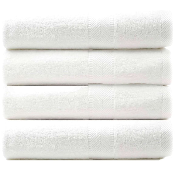600+ GSM Bath Towels White Set of 4, Ultra Soft 100% Cotton Terry Towels for Bathroom, Large 27x54 Inch Hotel Spa Quality Towel Set