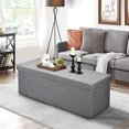 thumbnail image 2 of Banc Ottoman de Rangement Pliable de 45 Pouces, Banc de Rangement en Poly-Lin, Coffre de Rangement avec Siège Rembourré Repose-Pieds Tabouret, 2 of 9