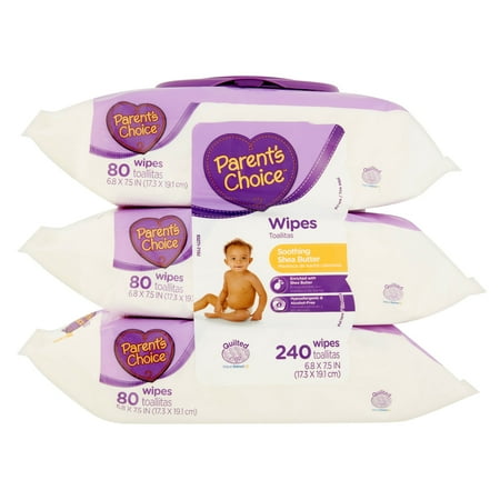 Parent's Choice Soothing Shea Butter Baby Wipes, 3 Packs (240 Total Wipes)