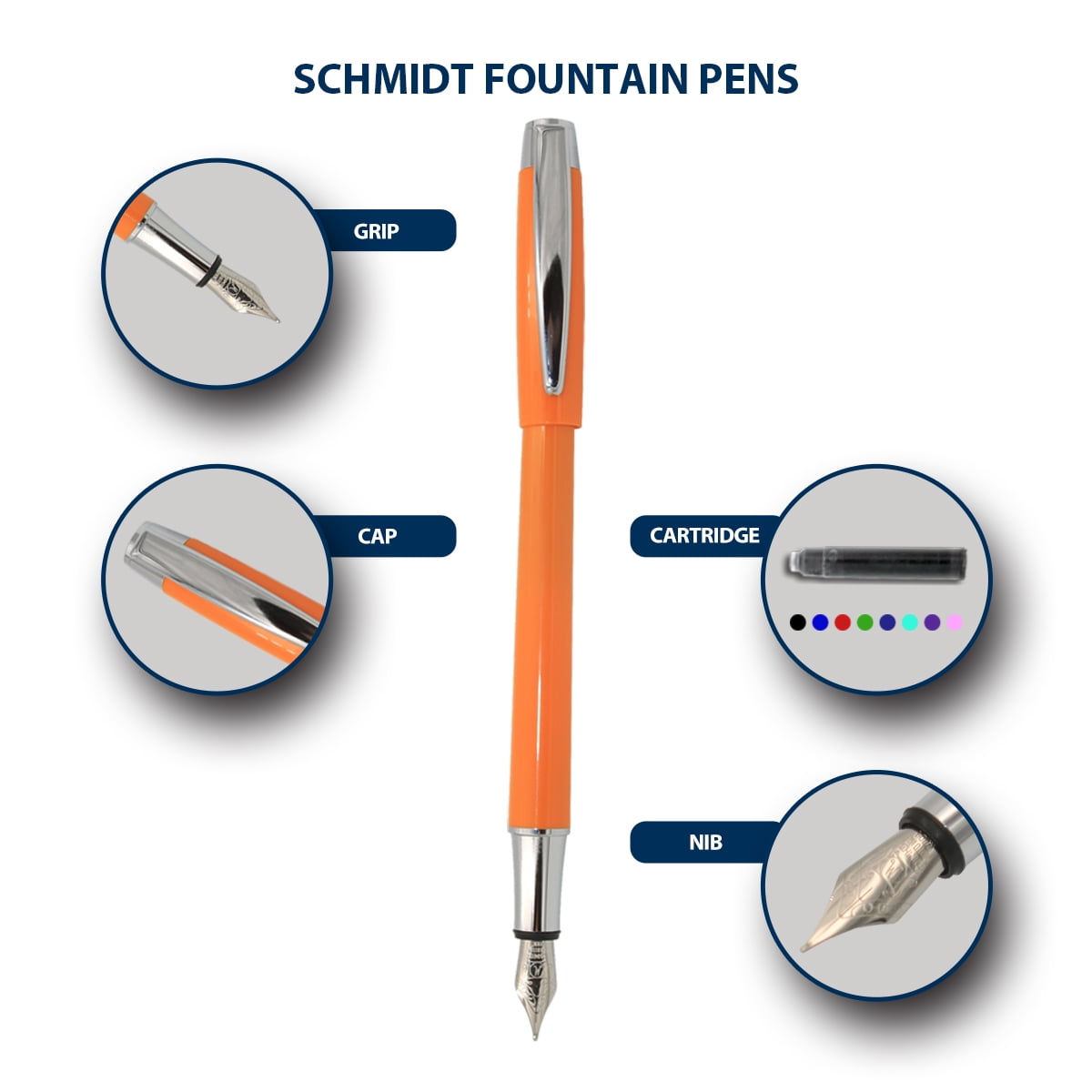 Schmidt Intrinsic Fountain Pen - Orange, Medium Nib (SC82173)