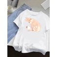 thumbnail image 1 of Trendy Cute Rabbit And Parrot Head-Tilting Pattern Printed Round Neck Short Sleeve T-Shirt, Fashionable Casual Sports for Women, Suitable for Spring And Summer, Available in Multiple Colors fro, 1 of 6