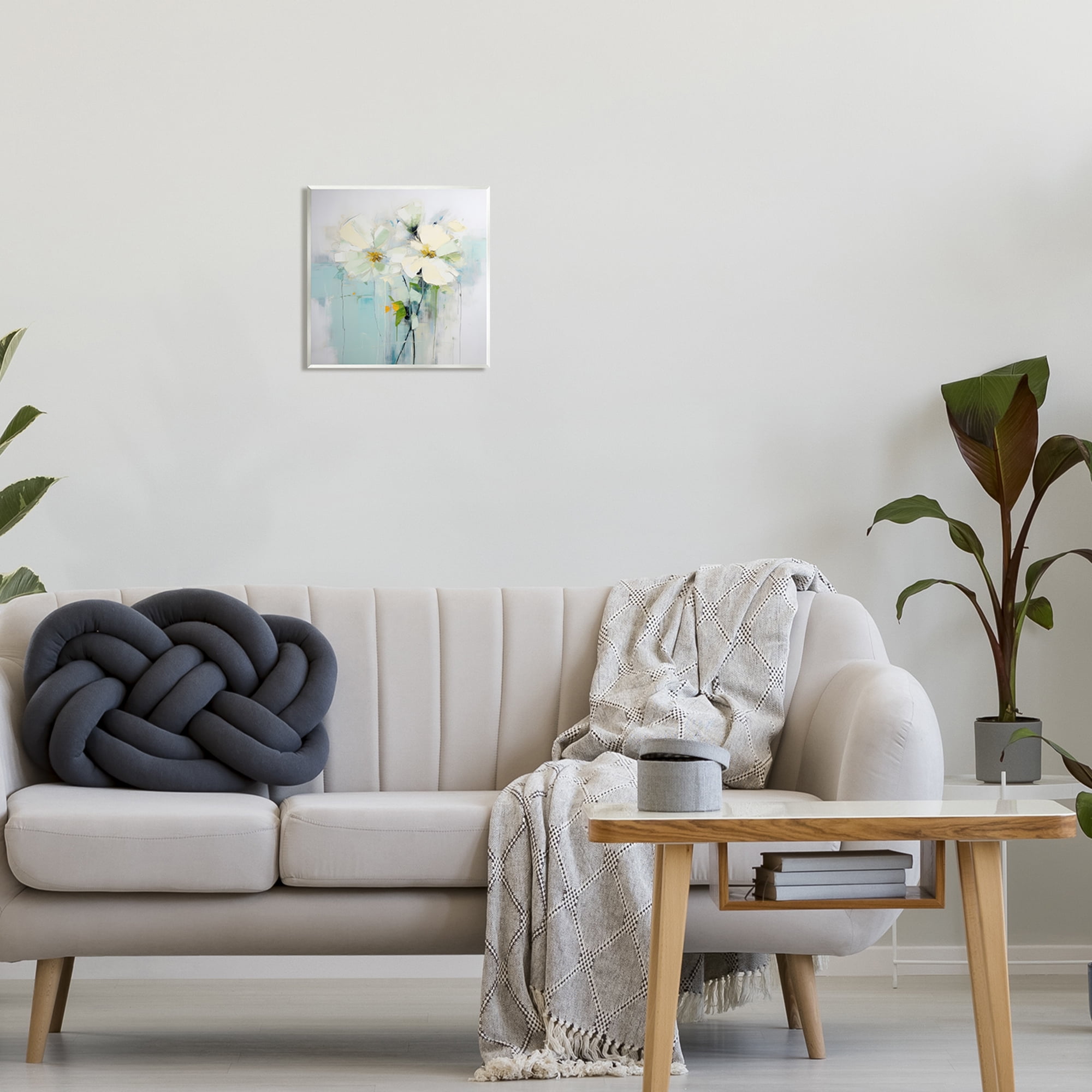 Stupell Industries Abstract White Petals Abstract Painting Unframed Art Print Wall Art, 12 x 12