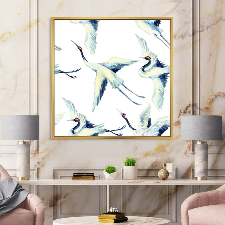 Designart 'Asian Crane Bird Impression I' Traditional Framed Canvas Wall Art  Print - Walmart.Com