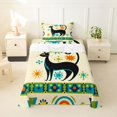 thumbnail image 2 of Manfei Mid Century Cat Twin Sheets, Star Burst Bedding, Teal Orange, 3pcs, 1 Flat Sheet, 1 Fitted Sheet and 1 Pillowcase, 2 of 6