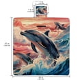 thumbnail image 2 of Dolphin Canvas Beach Blanket - Picnic Mat Outdoor Waterproof Sand Proof Large Portable Camping Rug Foldable with Corner Pockets and Stakes for Travel Hiking Grass Park Vacation 80" x 60", 2 of 6