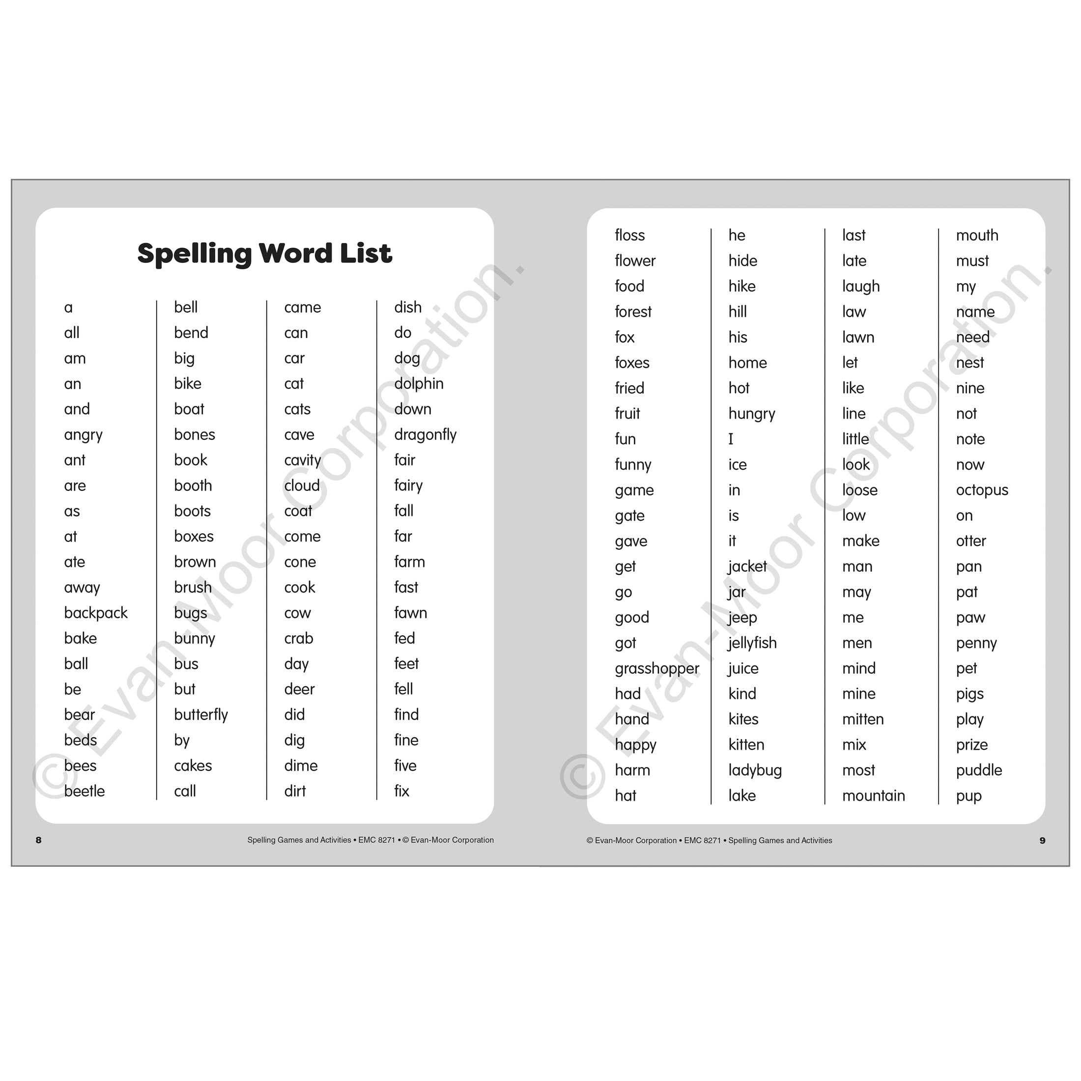 Evan-Moor Spelling Games and Activities, Grade 1 Teacher Resource