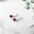 thumbnail image 6 of Gem Stone King 925 Sterling Silver Red Created Ruby and White Topaz Dangle Earrings for Women (6.26 Cttw, Gemstone July Birthstone, Emerald Cut 9X7MM), 6 of 6