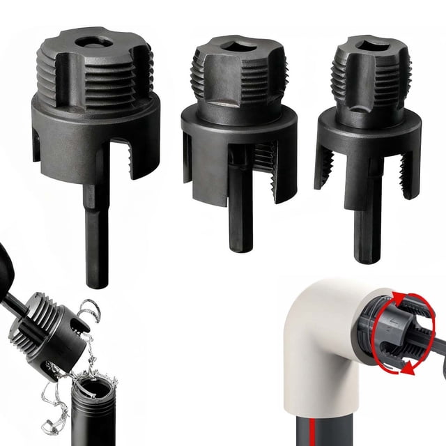 Homekingdee 3 Set PVC Pipe Internal and External Thread Cutter - Dual Function Threading Tool for Drills and Hand Tools, Metal Construction for Plumbing, DIY and Electrical Applications