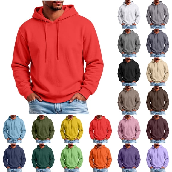 Rvwovn Men's Relaxed Fit Hooded Sweatshirt - Classic Pullover Drawstring Hoodie, Spring Fall Casual Sportswear