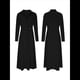 thumbnail image 3 of Vestido Maxi Informal de Otoño para Mujer, con Solapa, Abertura, Antiarrugas, y Bolsillos para Vacaciones Negro XL, 3 of 5