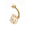 thumbnail image 4 of Surgical Steel Belly Ring 14 Gauge Rose Gold IP With Large CZ Gem, 4 of 5