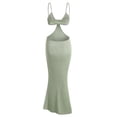 thumbnail image 4 of ZAFUL for Women Prom Dress or Cocktail Dress Evening Part Dress Cutout Knit Maxi Mermaid Cami Dress Green M, 4 of 6
