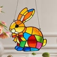 thumbnail image 3 of Easter Rabbits Acrylic Window Hanging Ornament for Home Garden Farm Decor, Stained Glass Style Suncatcher, Lightweight Indoor Outdoor Gift, 3 of 7