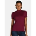 thumbnail image 2 of Time and Tru Women's Mock Neck Top with Short Sleeves, 2-Pack, Sizes XS-XXXL, 2 of 7