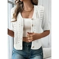 thumbnail image 3 of Women'S Comfy Knit Sweater Cardigan Casual Hollow-Out Short Sleeve Cardigan for Wear White XL, 3 of 7