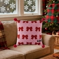 thumbnail image 4 of Japceit Christmas Bow Throw Pillow, Red Holiday Decorative Cushion with Bow Design, Soft Pillow for Sofa, Chair and Seasonal Home Decor, 4 of 6