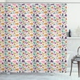 thumbnail image 1 of Floral Shower Curtain, Ornamental Botanical Flower Blossom Petals Leaves Mother Nature Girlish Pattern, Fabric Bathroom Set with Hooks, 69W X 84L Inches Extra Long, Multicolor, by Ambesonne, 1 of 3