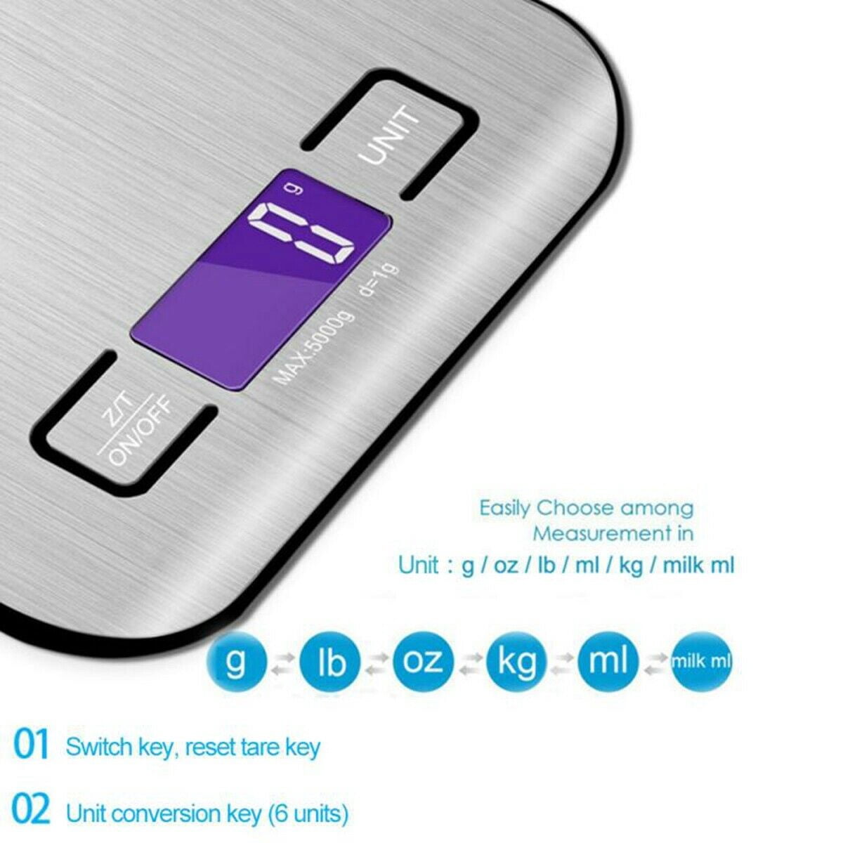 2 Pack Household Kitchen Scale Electronic Food Scales Diet Scales Measuring Tool Slim LCD Digital Electronic Weighing Scale