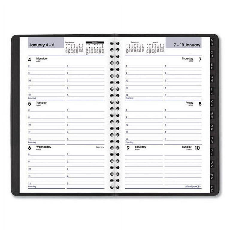 DayMinder Daily Appointment Book, 8.5 x 5.5, Black Cover, 12-Month (Jan to Dec): 2024