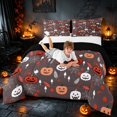 thumbnail image 3 of Homewish Halloween Pumpkin Full Size Comforter Sets, Autumn Leaf Bedding Comforter Set, Dark Brown Red, Black Reversible, 3pcs 1 Comforter and 2 Pillowcases, 3 of 6
